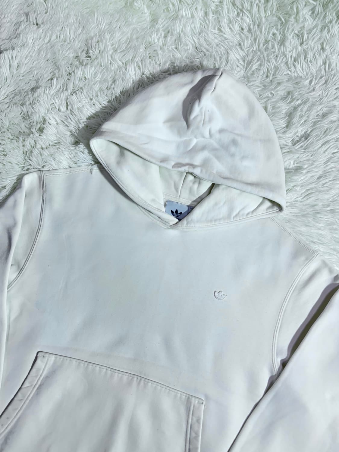 아디다스 화이트 미니로고 오버핏 후드  상품이미지4