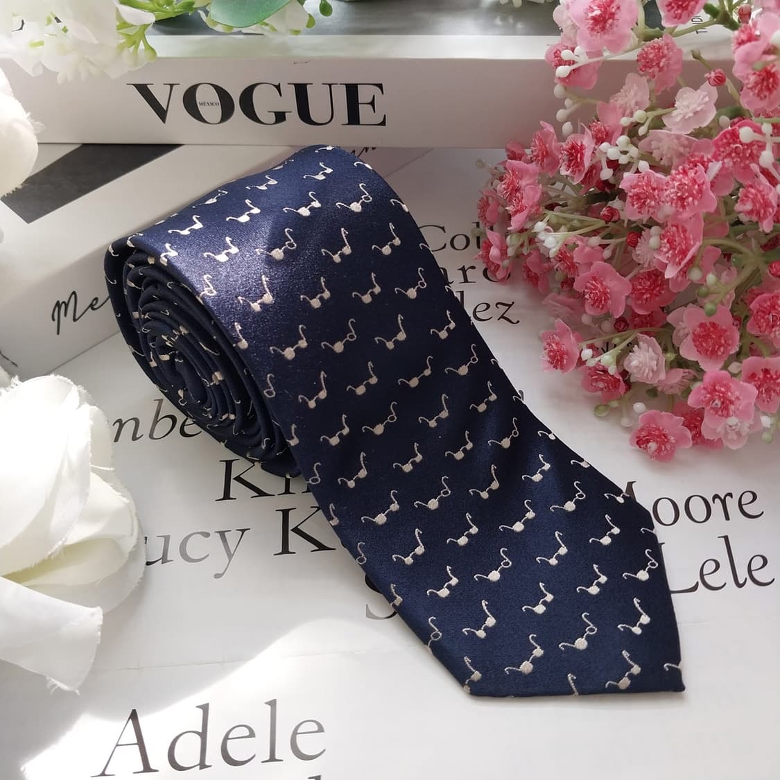 티아이포맨 실크 네이비 안경 자수 넥타이 6.5cm A+등급 K2395 상품이미지2