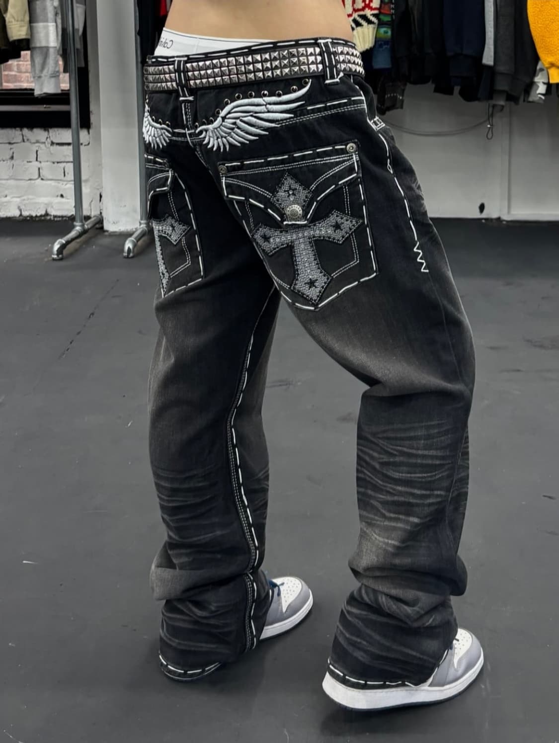 펑크 스터드 디테일 데님팬츠 상품이미지2