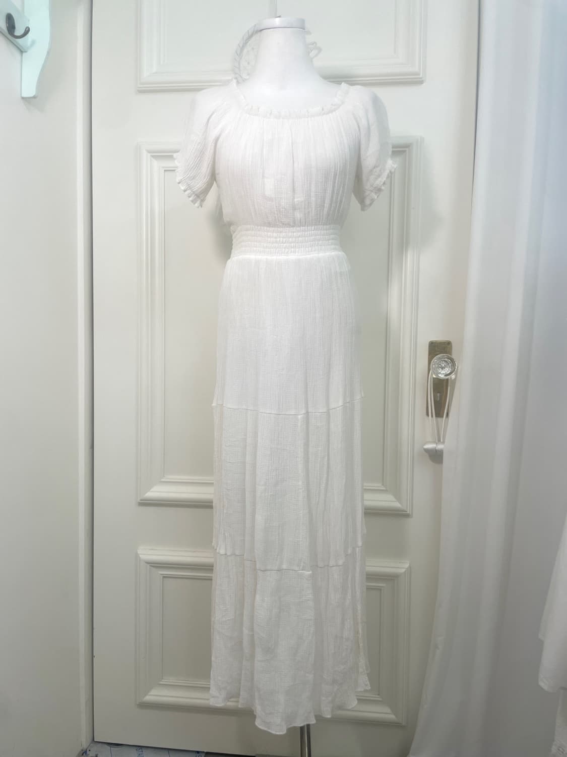 ivory banding square-neck cotton long op 상품이미지1