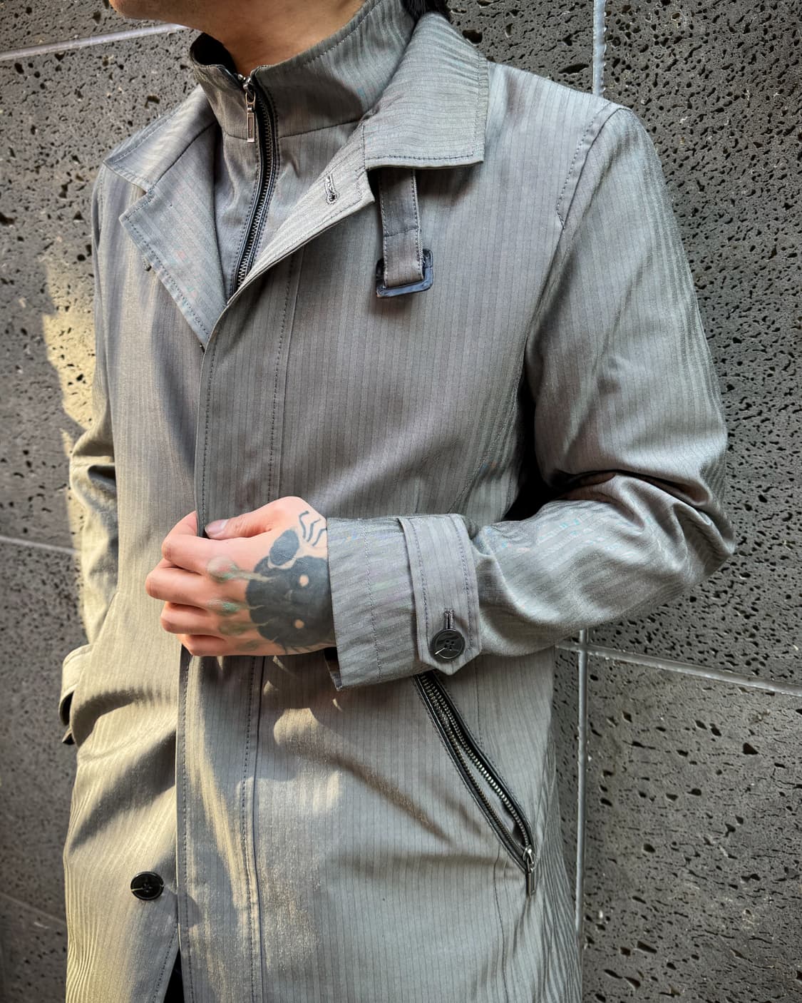 COMME CA ISM – Silver striped coat 상품이미지2