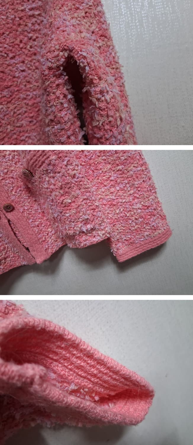 일본빈티지 DoCLASSE  테이프사배색 핑크 뜨게 트위드니트가디건 77 상품이미지5
