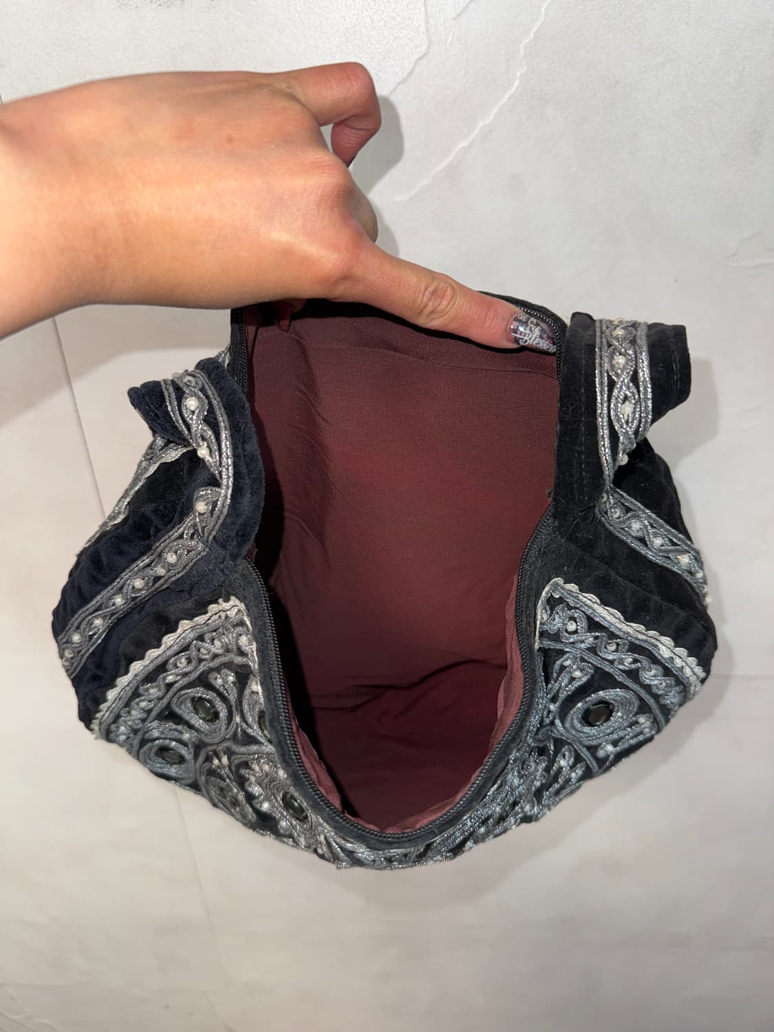 Black ethnic heart diamond beads bag 상품이미지6