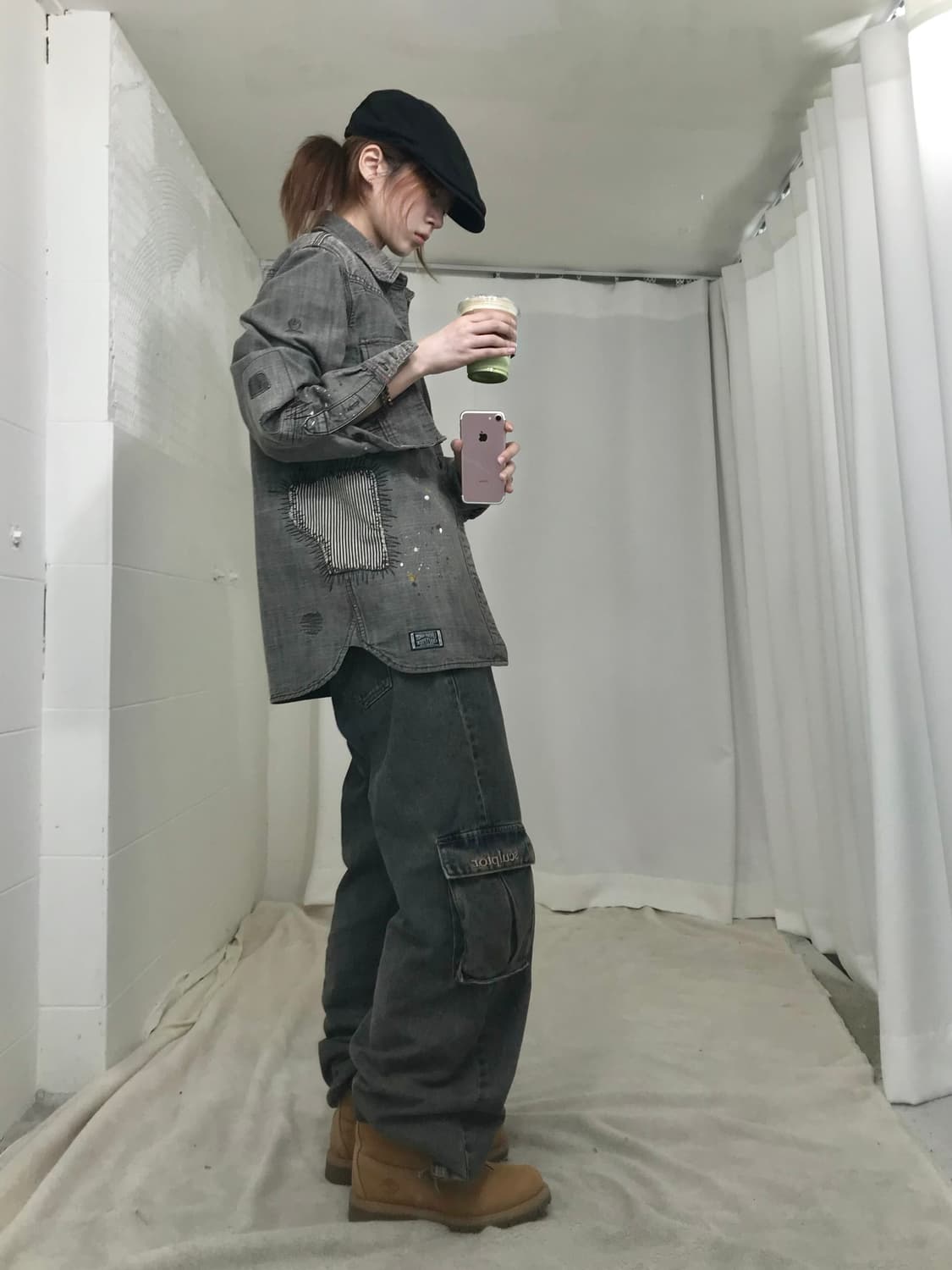 네이버후드 그런지 스티치 흑청 셔츠 자켓 상품이미지2