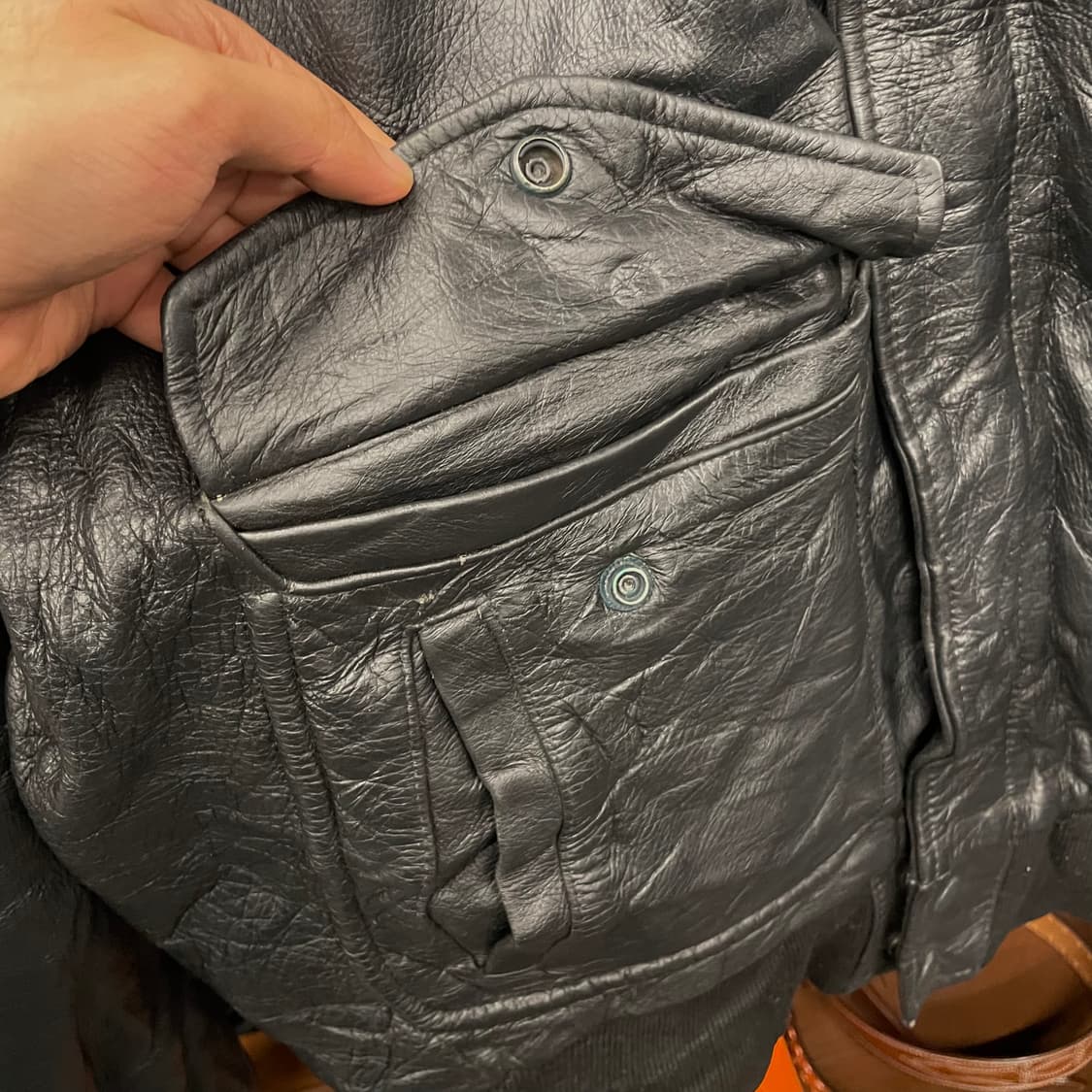 90s Echtes Leder 리얼 레더 플라이트 봄버 자켓 상품이미지6