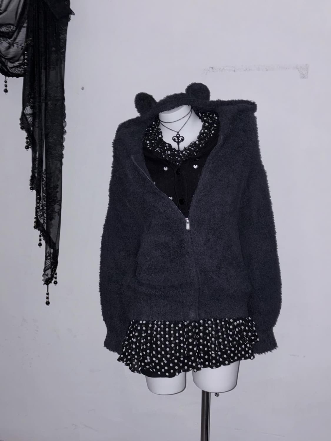 키치 곰돌이 후집 & 공겜여주 도트 믹스코디🎵🖤 상품이미지9