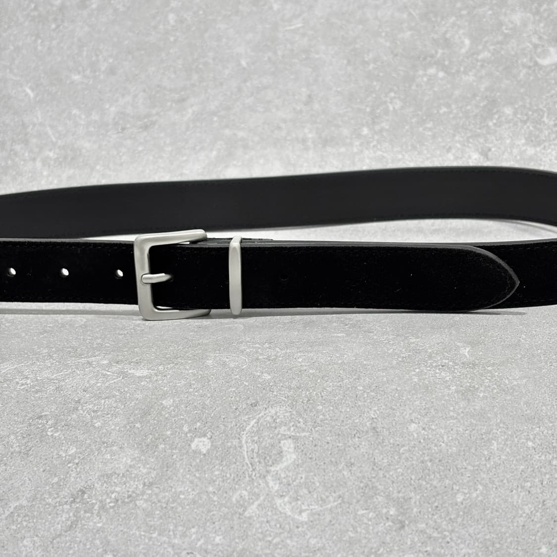 Oribell 새틴 실버 버클 이탈리아 스웨이드 소가죽 베이직 벨트 상품이미지4