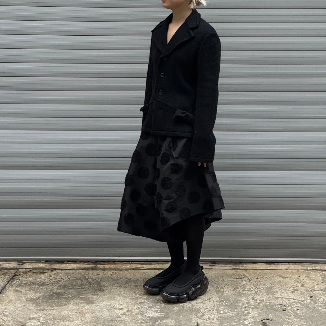 Asymmetrical Polka Dot Black Skirt Pants 상품이미지9
