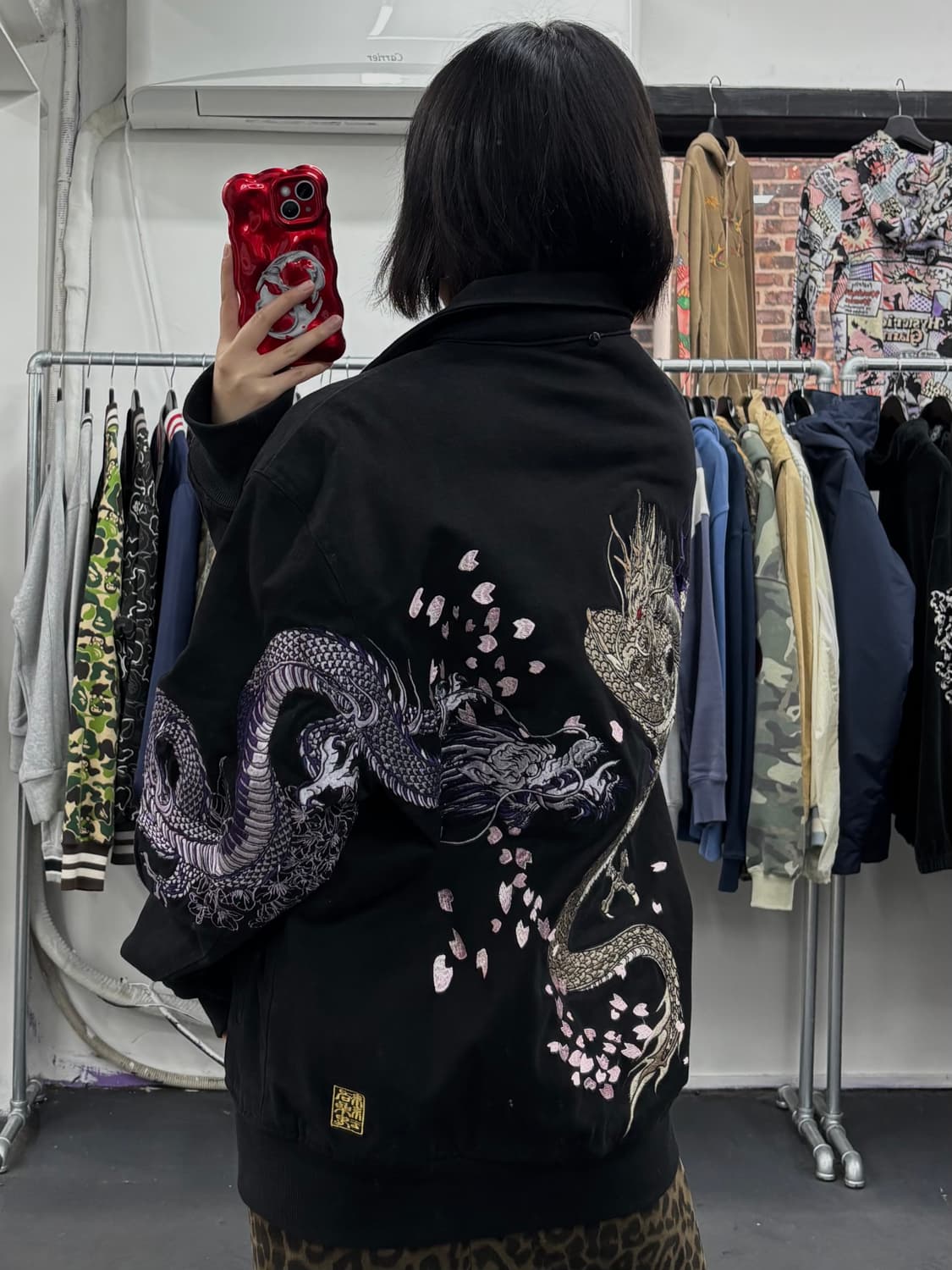 카라쿠리 타마시 오리엔탈 드래곤 퀼팅 워크자켓 상품이미지5