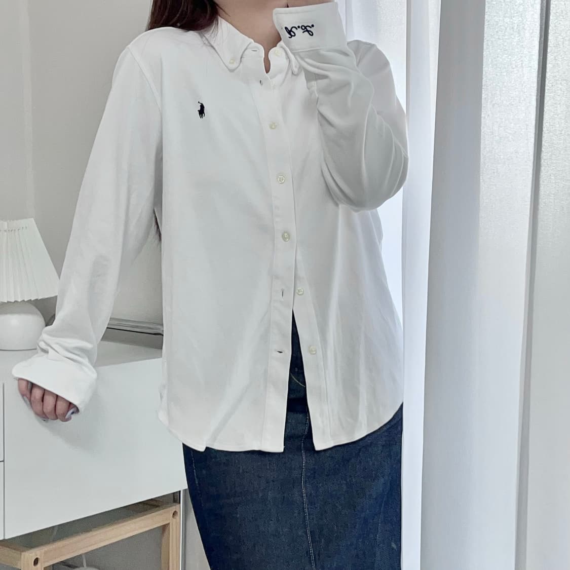 [정품] 폴로 화이트 / 네이비포니 면소재 R.L자수 셔츠 [ XL(18 상품이미지1