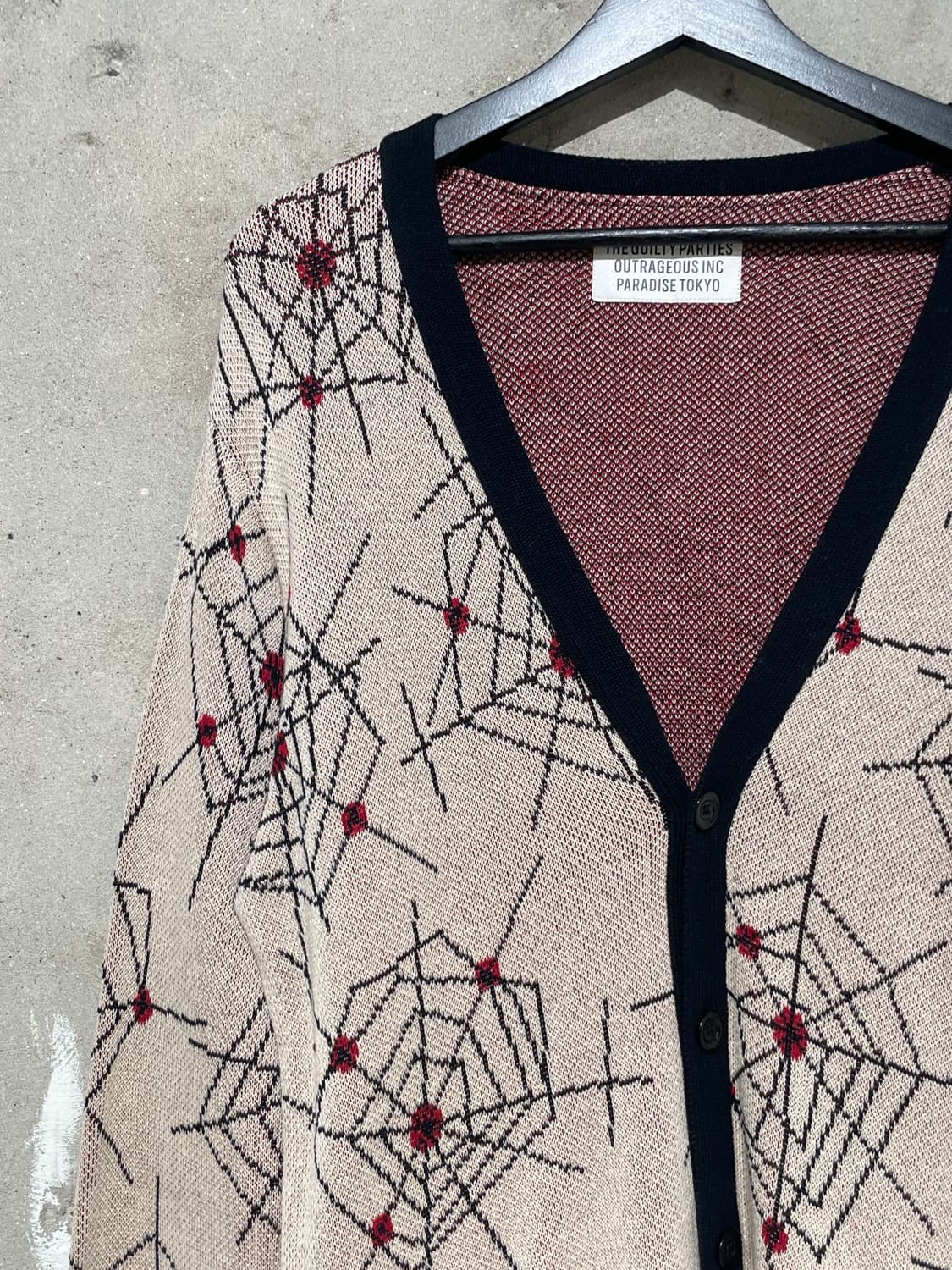 와코 마리아 17F/W 베이지 스파이더 넷 니트 가디건 상품이미지2