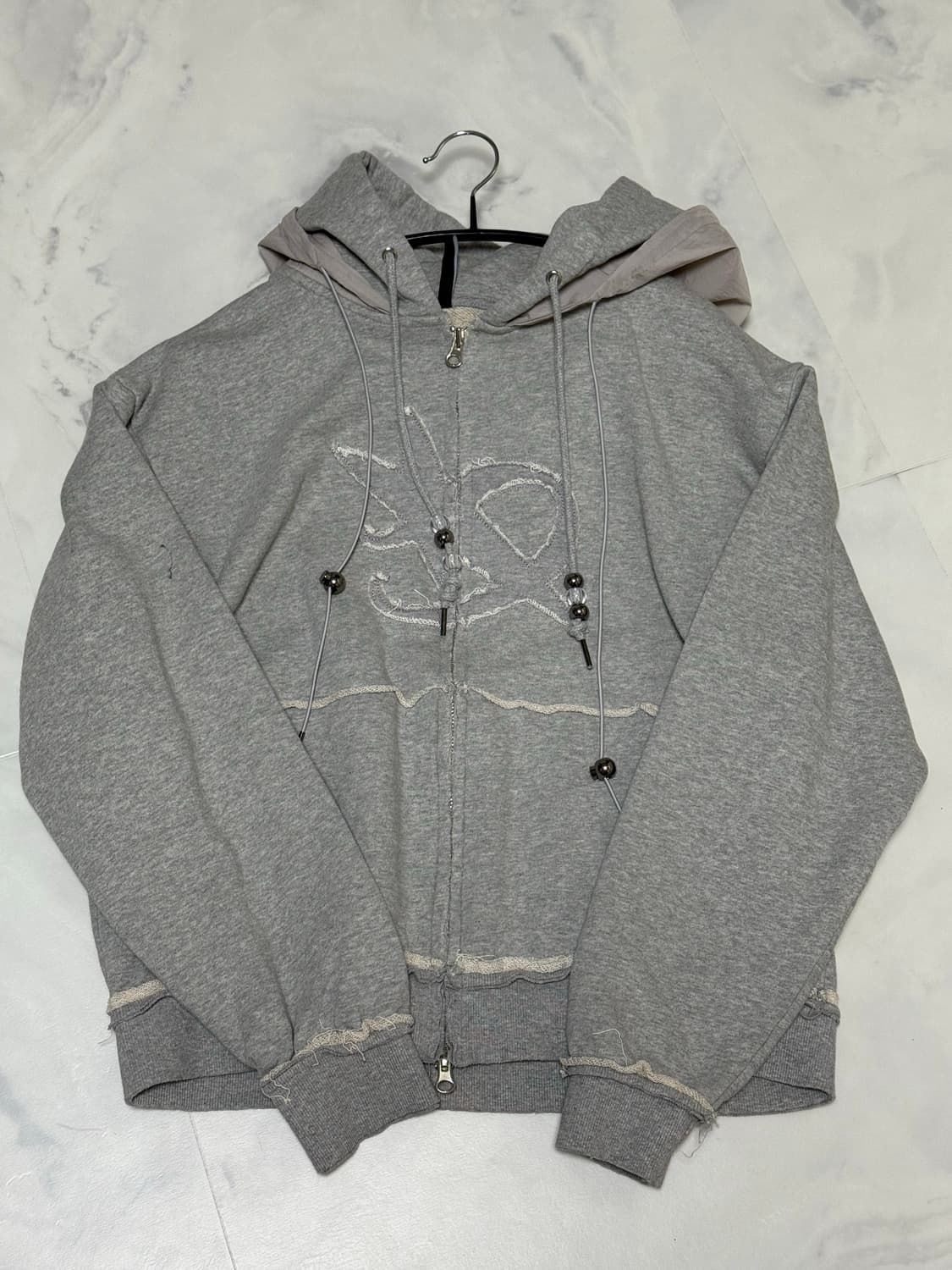 플레어업 레이어드 후드집업 그레이 2사이즈 상품이미지7