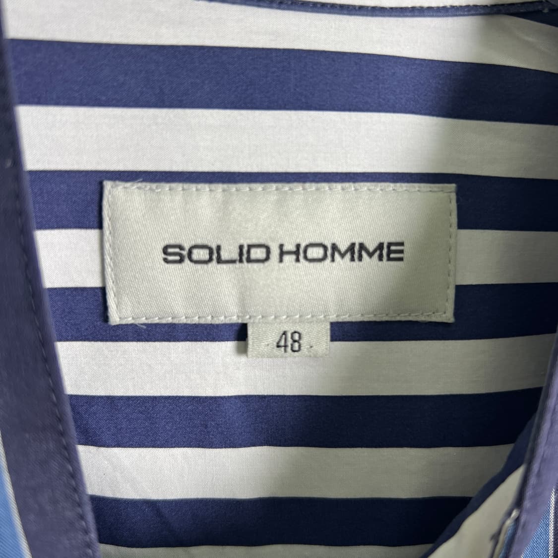 솔리드옴므 네이비 스트라이프 더블 레이어드 셔츠 48 상품이미지3