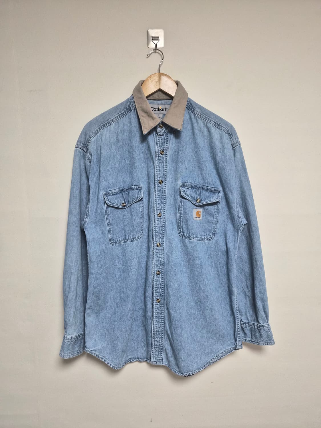 칼하트Carhartt 카라 배색 데님 셔츠 M - S237 상품이미지1