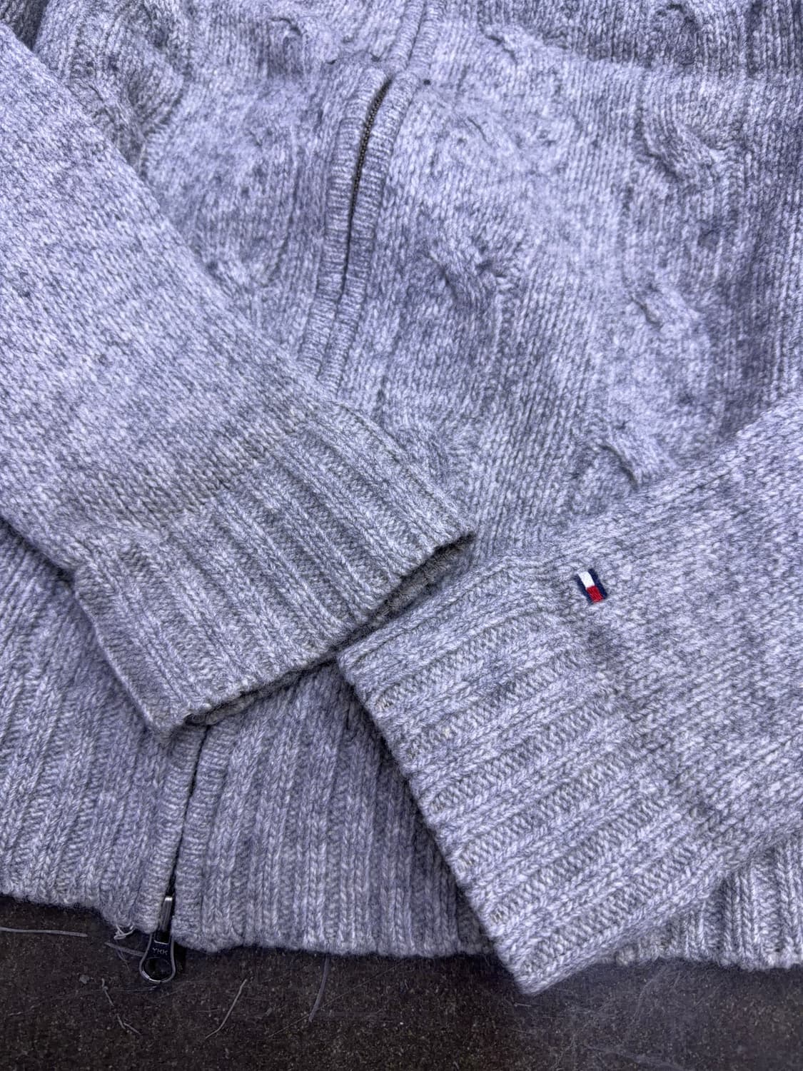 타미힐피거 코튼 케이블 니트 스웨터 투웨이 집업 라이트 그레이 M 상품이미지5