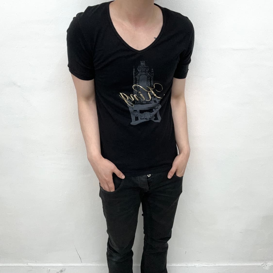 King print v neck short sleeve 상품이미지1