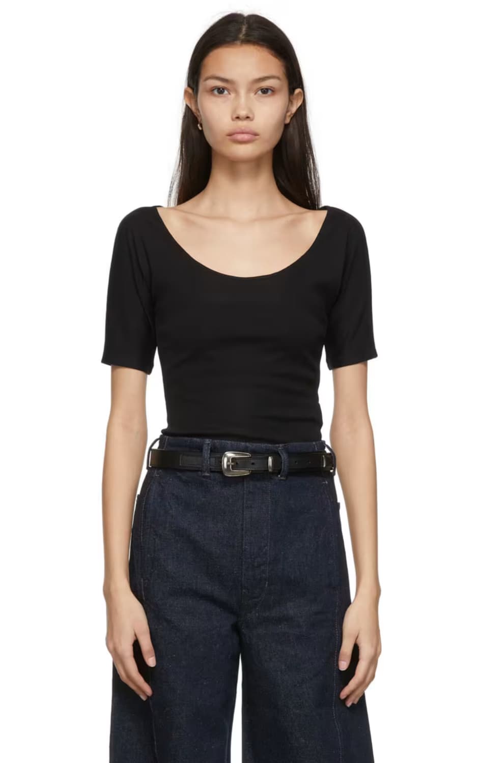 르메르 Lemaire 여성 세컨 스킨 티셔츠 블랙 xs / 오프화이트 m 상품이미지1