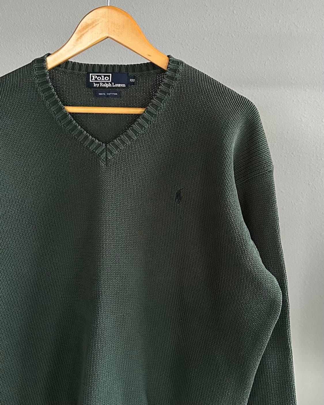 [L]폴로 랄프로렌 브이넥 딥그린 코튼 니트 상품이미지4