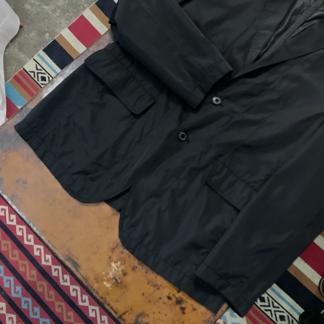 일본 빈티지 블랙 투버튼 폴리 블레이저 남성 102 105 여성 오버핏 상품이미지3