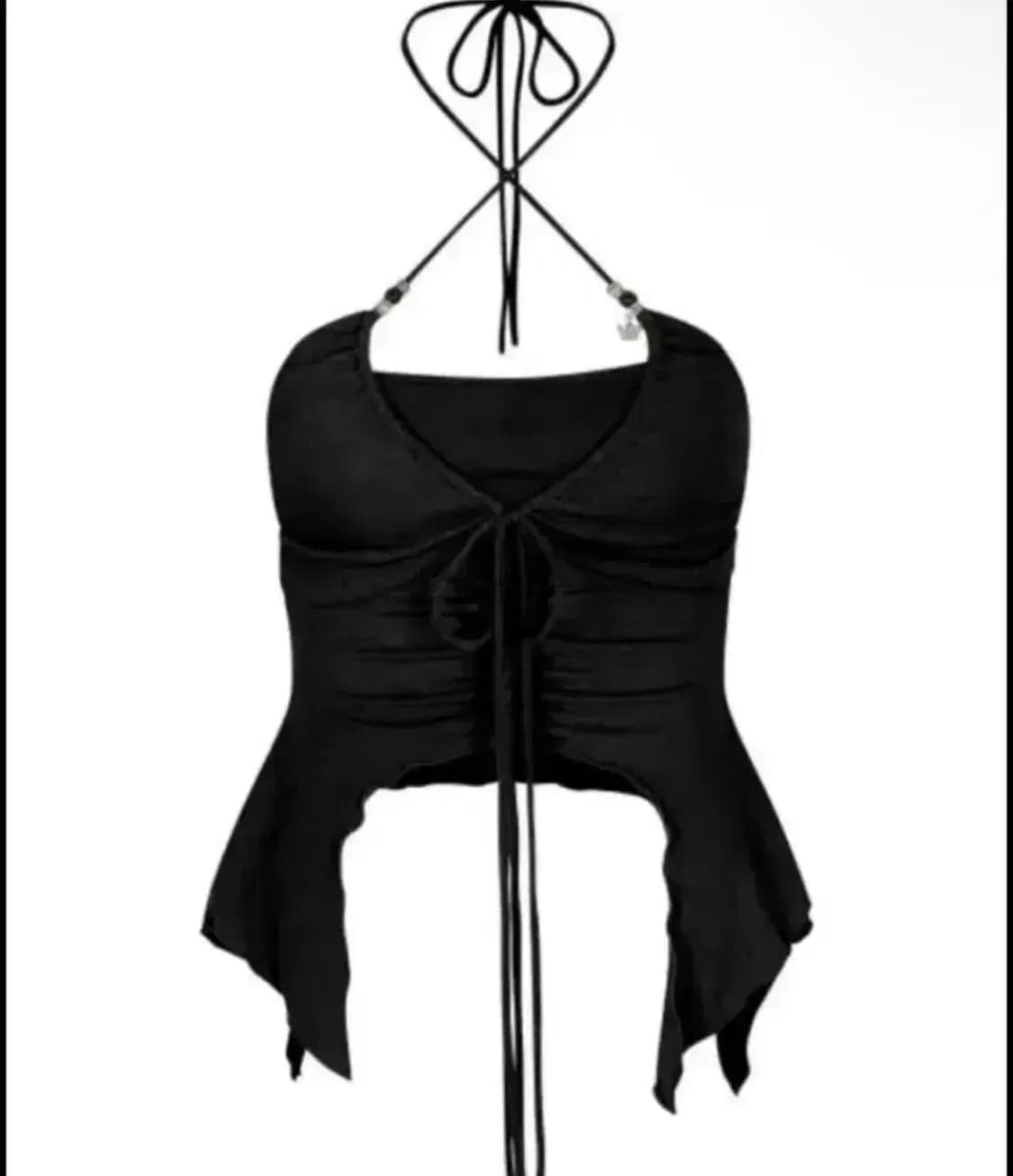 페인오어플레져-모르포 탑 슬리브리스 블랙 상품이미지1