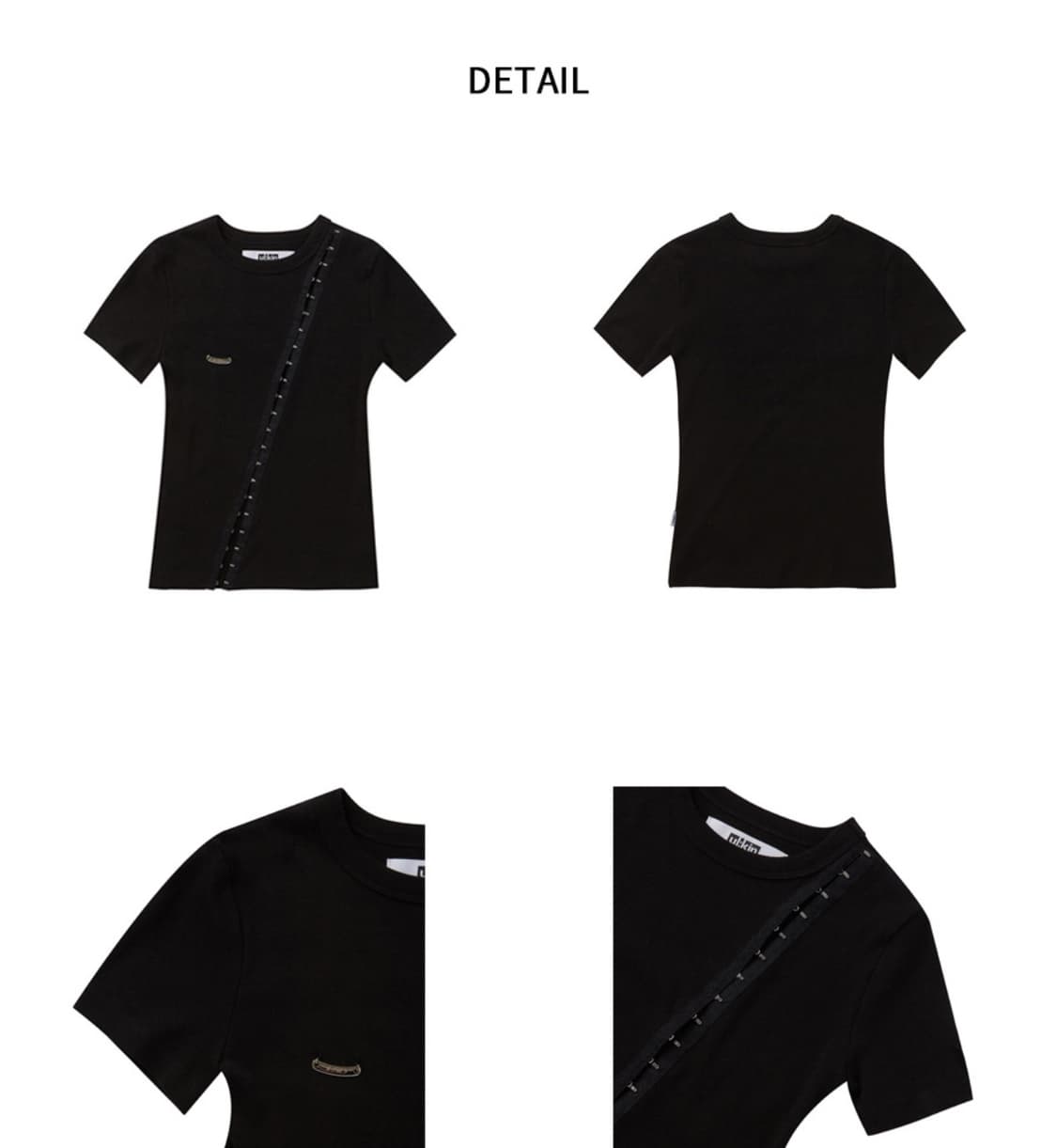 얼킨 후크아이 슬릿 타이트 티셔츠 상품이미지3