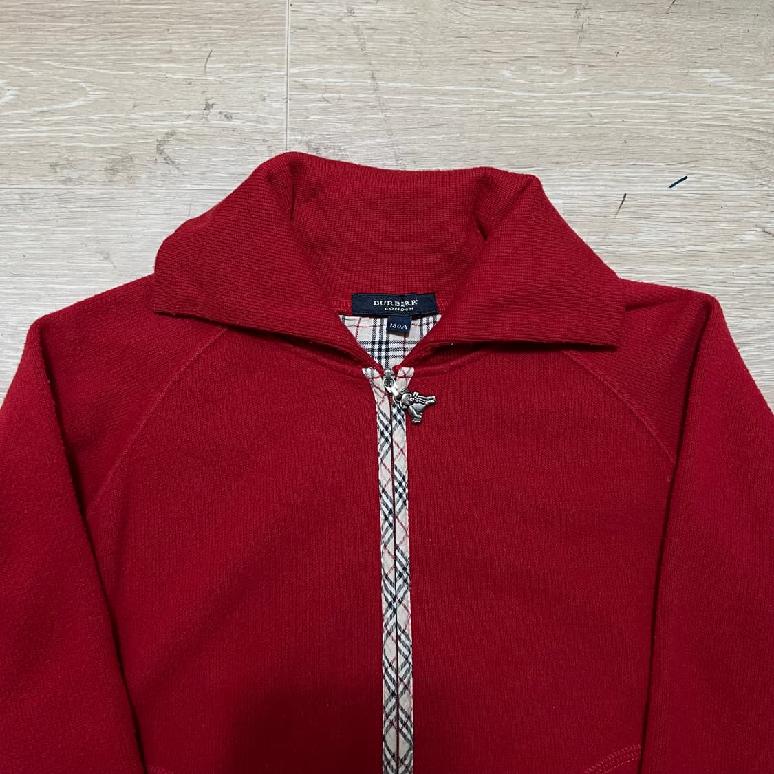 버버리 키즈 노바체크 하이넥 스탠드카라 방풍 니트집업 [딥 레드] 130 상품이미지2