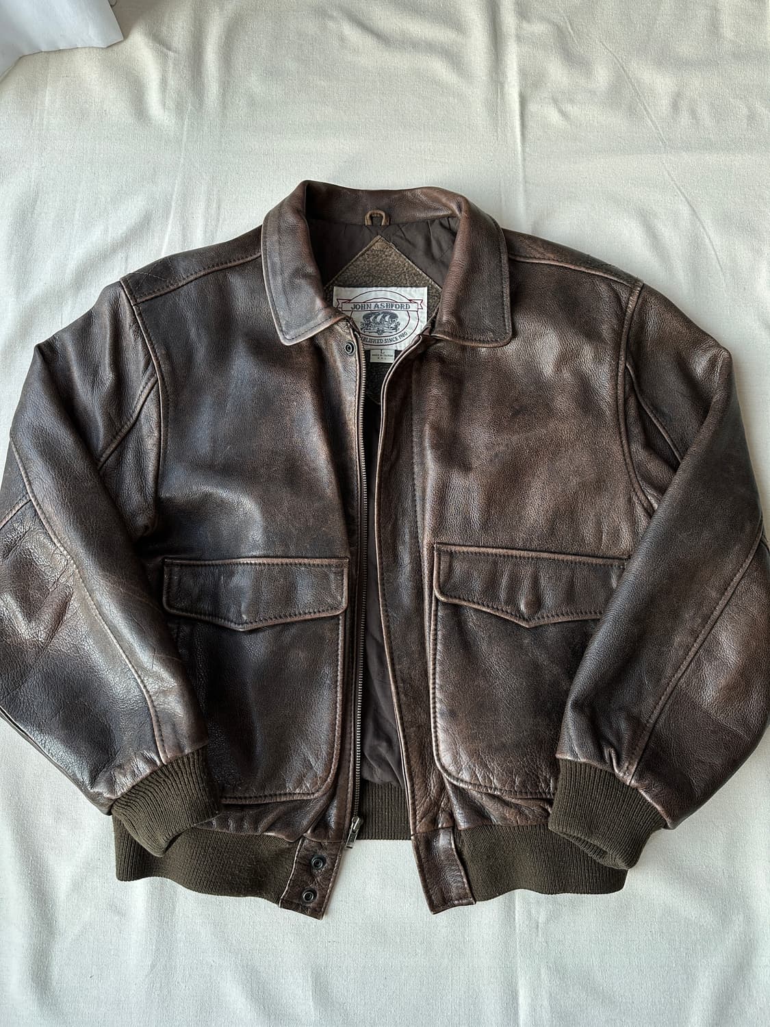 80s A2 John Ashford 레더 자켓 L 상품이미지1