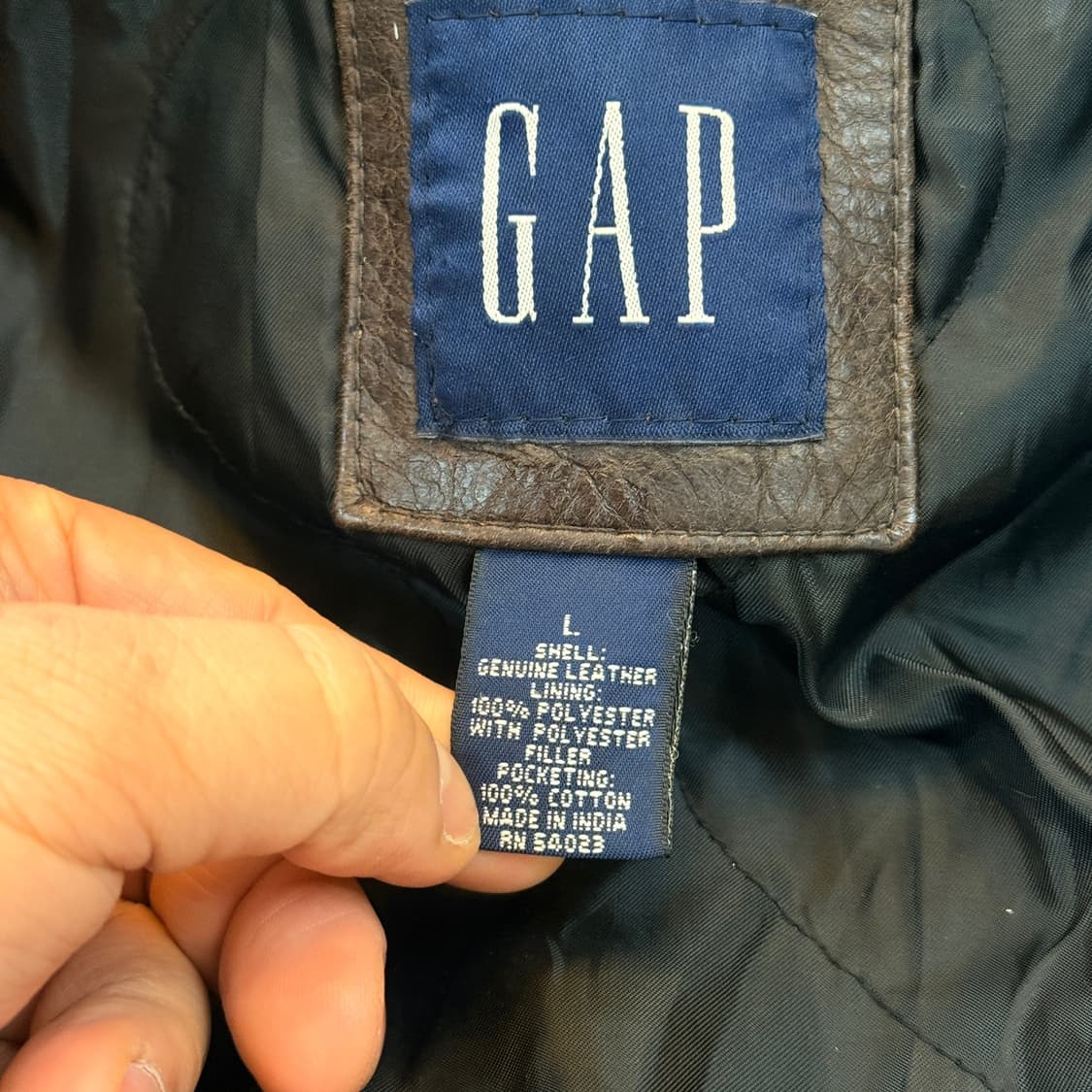 올드 갭 레더 카코트 브라운 L 인도생산 상품이미지7