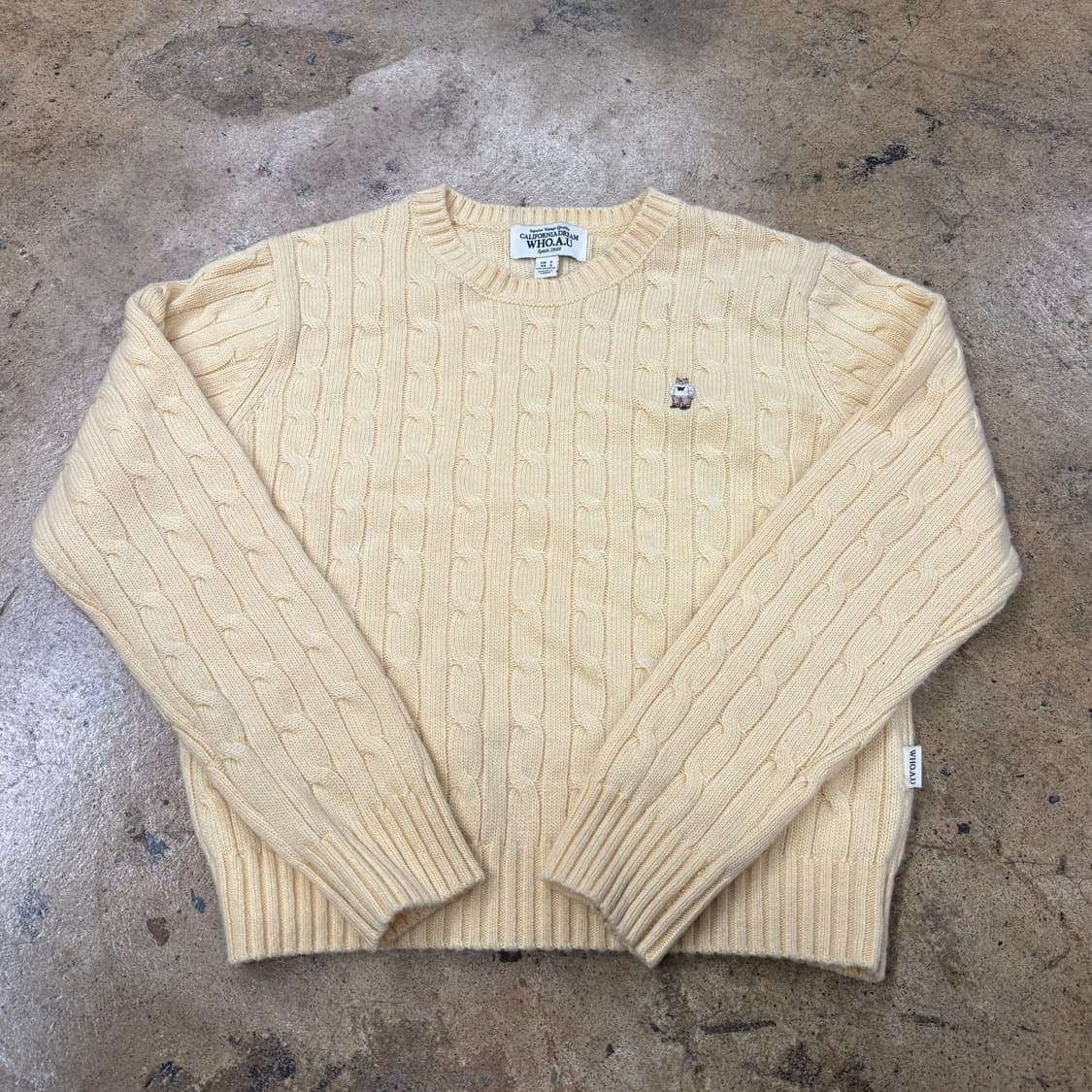 후아유 파스텔 옐로우 꽈배기 니트 상품이미지2