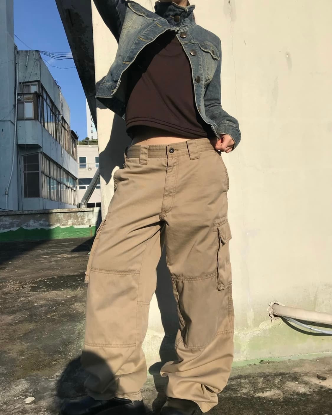 하이넥 크롭 데님 자켓 상품이미지3