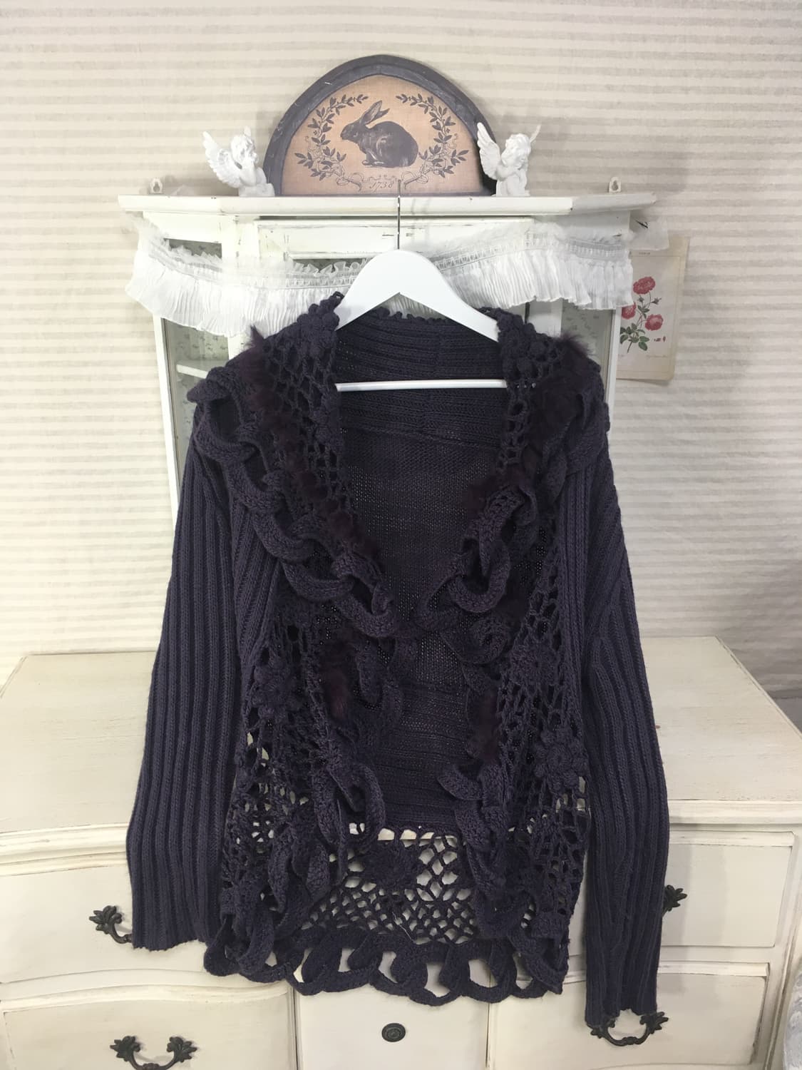 Set) purple crochet fur knit cd +muffler 상품이미지8