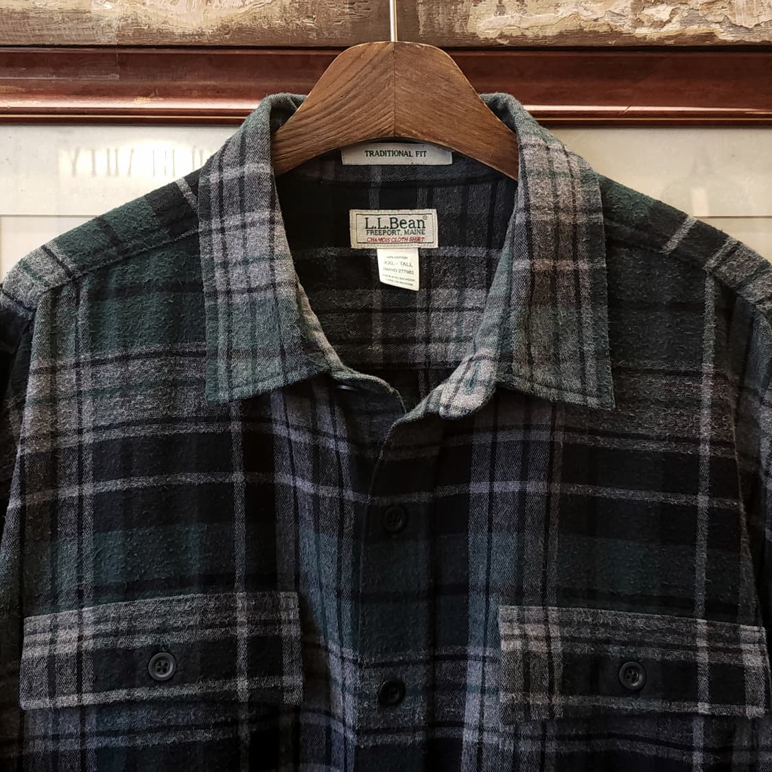 90s 엘엘빈 샤모아 워크셔츠 체크셔츠 플란넬 셔츠 헤비코튼 그린 xxl 상품이미지4