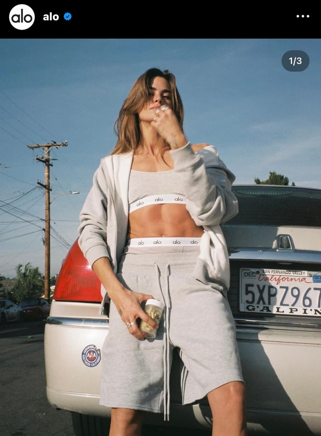 (S) 알로 Alo 하이웨스트 이지 스웻 쇼츠 반바지 그레이 상품이미지1