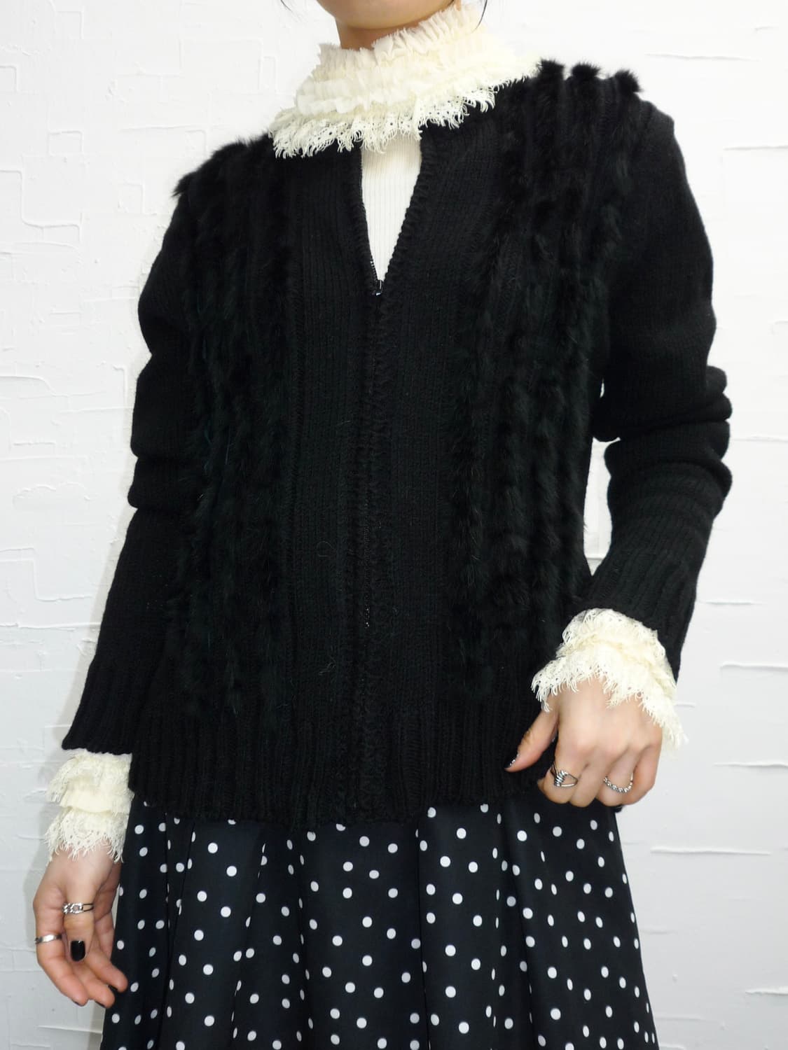 black chic fur cardigan 상품이미지2