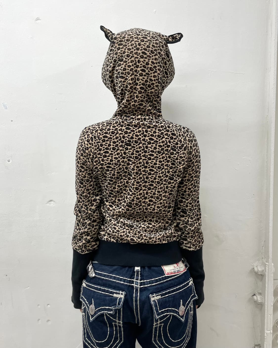 Cat High Neck Leopard Hooded Zip-Up  상품이미지6