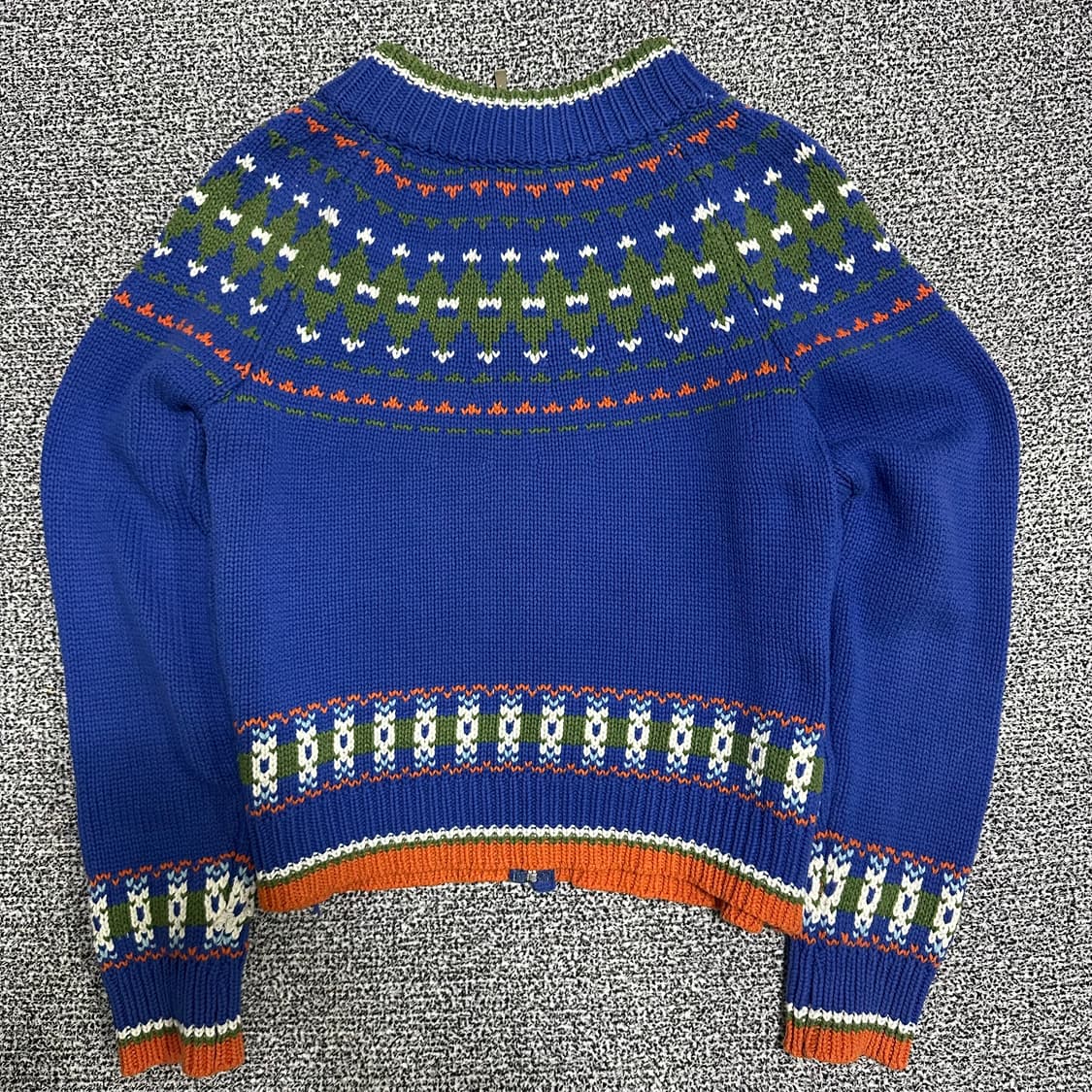 (100) 빈티지 패턴 니트 집업 가디건 블루 상품이미지2