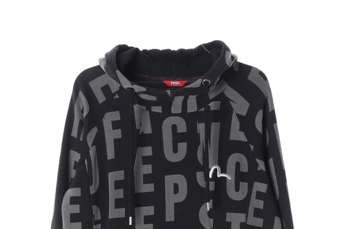 EVISU 블랙 로고 패턴 후드티 M 상품이미지3