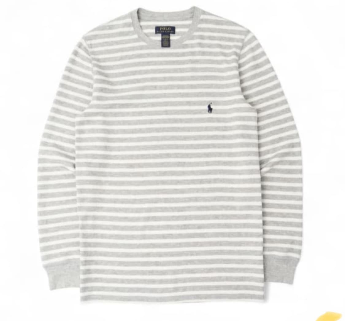 구해요) 폴로 랄프로렌 그레이 스트라이프 와플 롱슬리브 엄성현티 상품이미지1