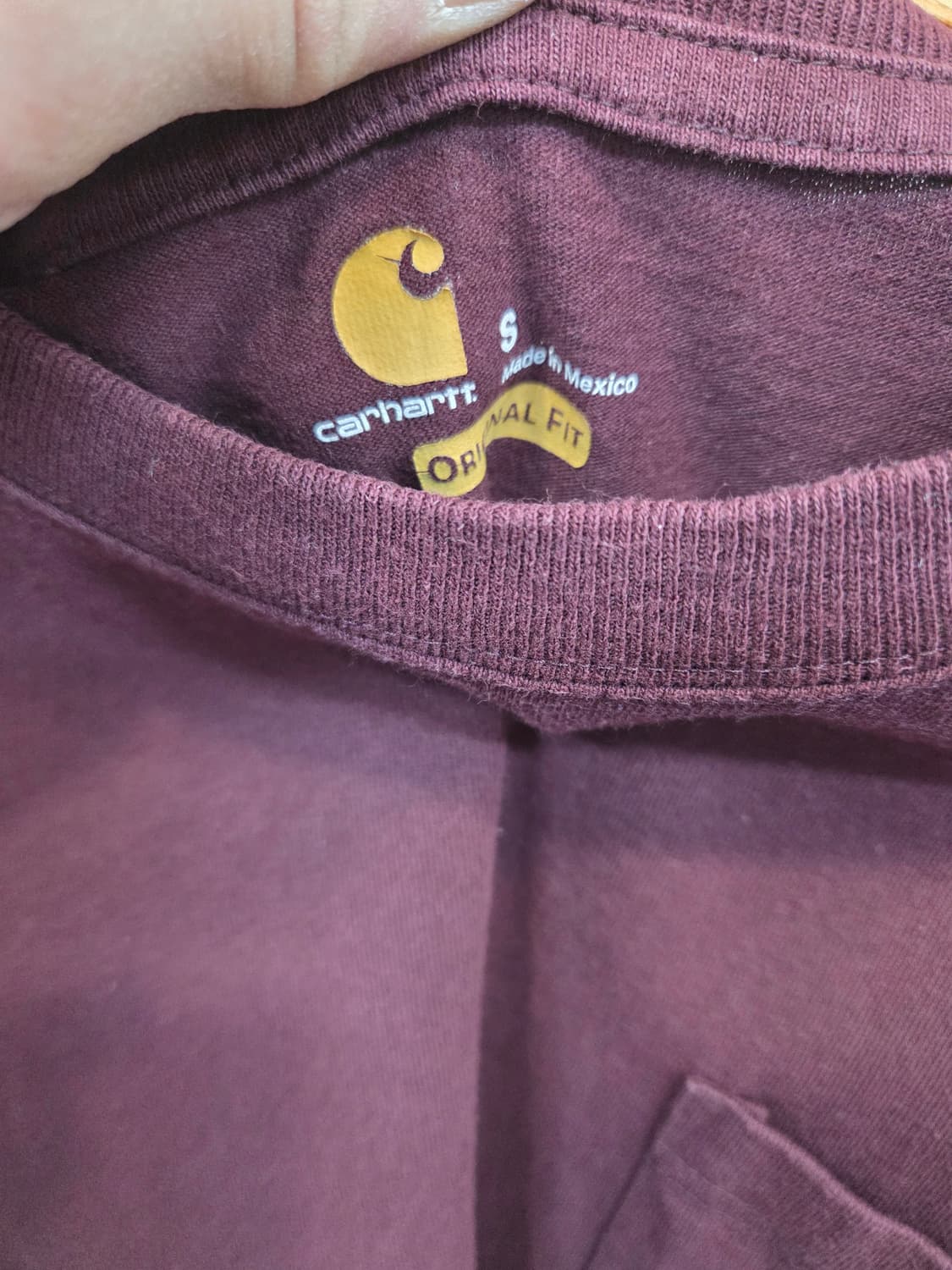 칼하트 포켓 반팔 s 레귤러 버건디  상품이미지3