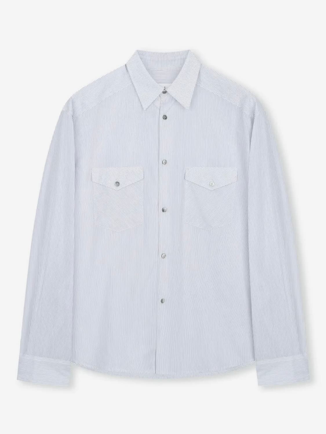 비슬로우 STRIPE OFFICER SHIRT BROWN STRIPE 상품이미지1