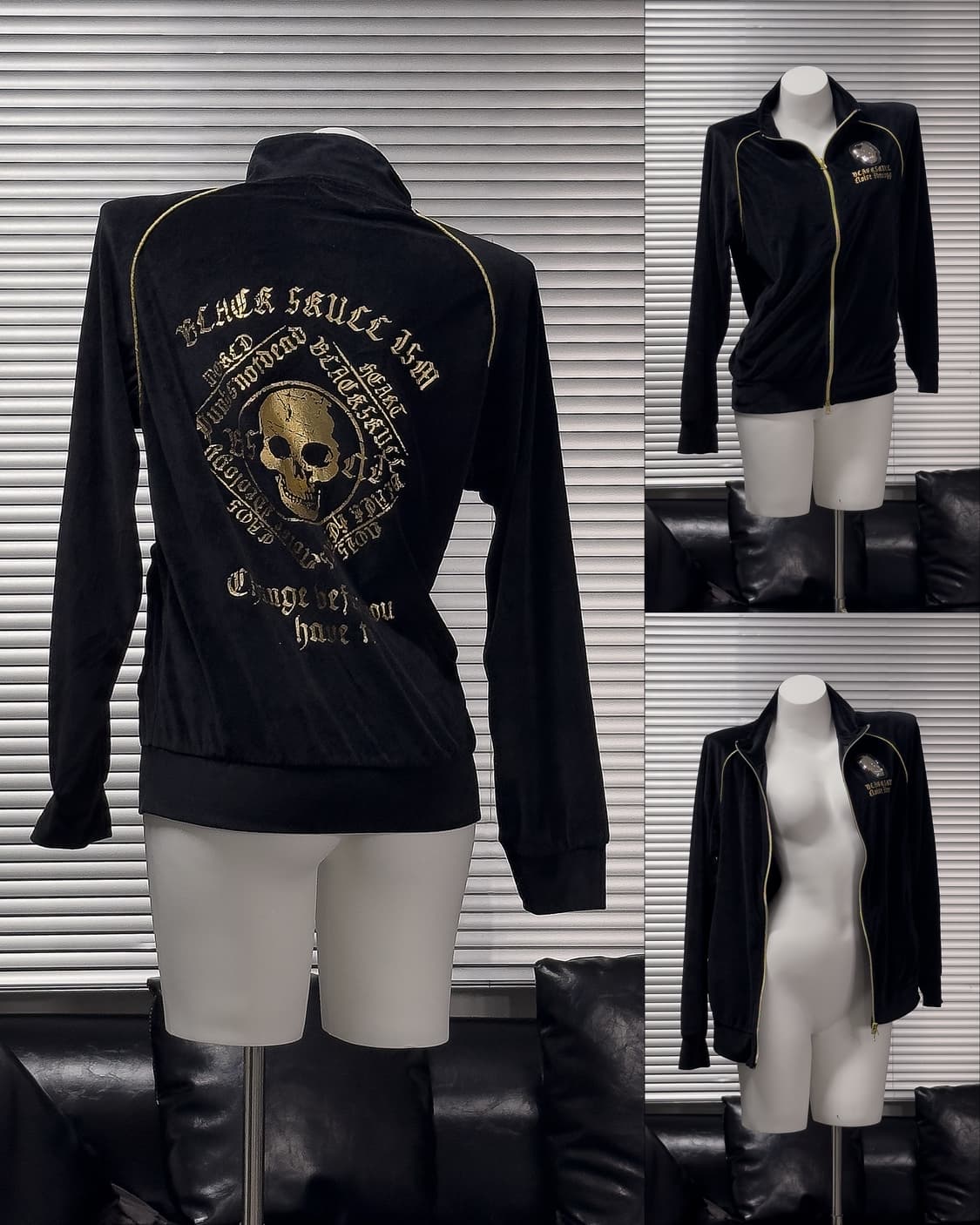 {Dia Star} Gold Skull Velvet Jacket 상품이미지1