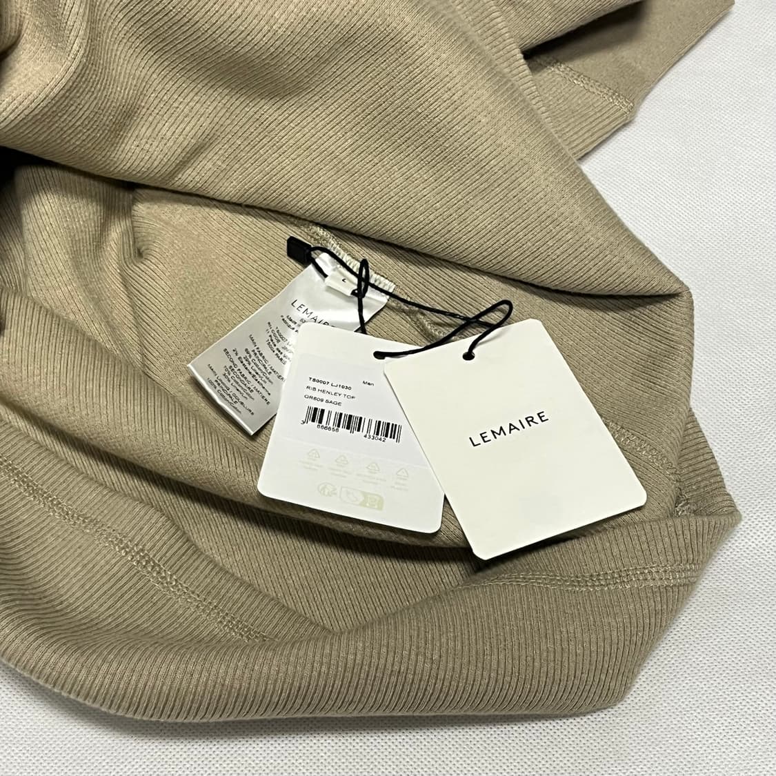 [L,XL]르메르 26ss RIB HENLEY 헨리 탑/세이지 상품이미지3