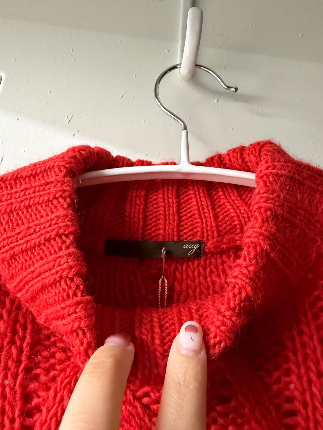 일본빈티지 울30 레드 케이블니트 상품이미지7