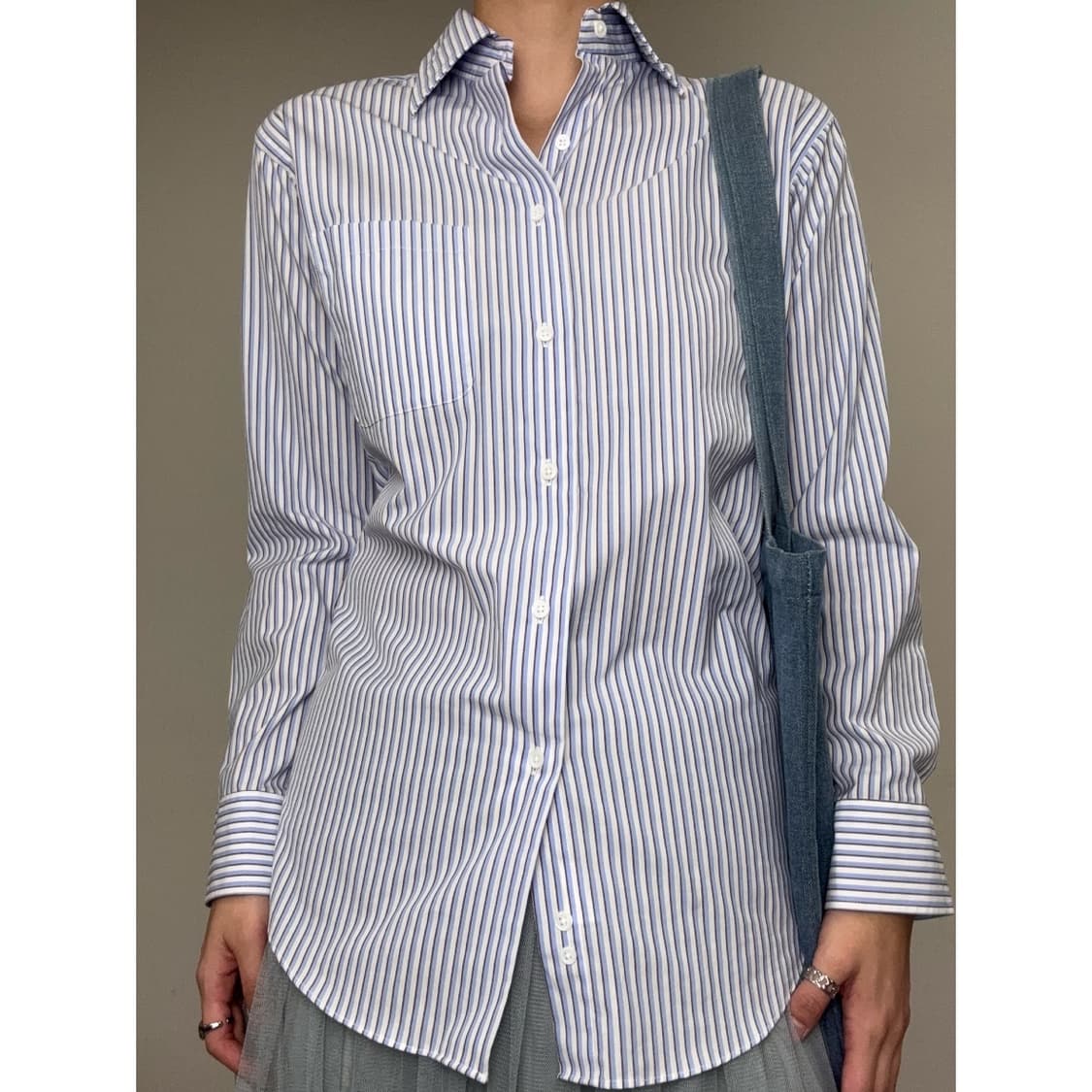 빈티지 블루 스트라이프 셔츠 상품이미지1