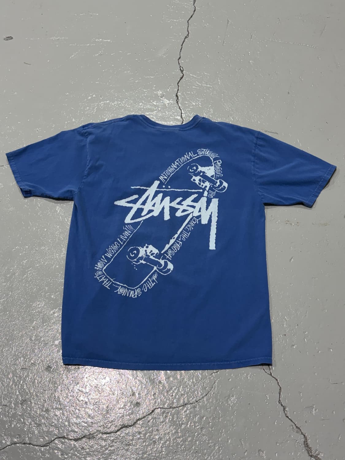 스투시(Stussy)스케이트 파시 피그먼트 다이드 블루 반팔 상품이미지1