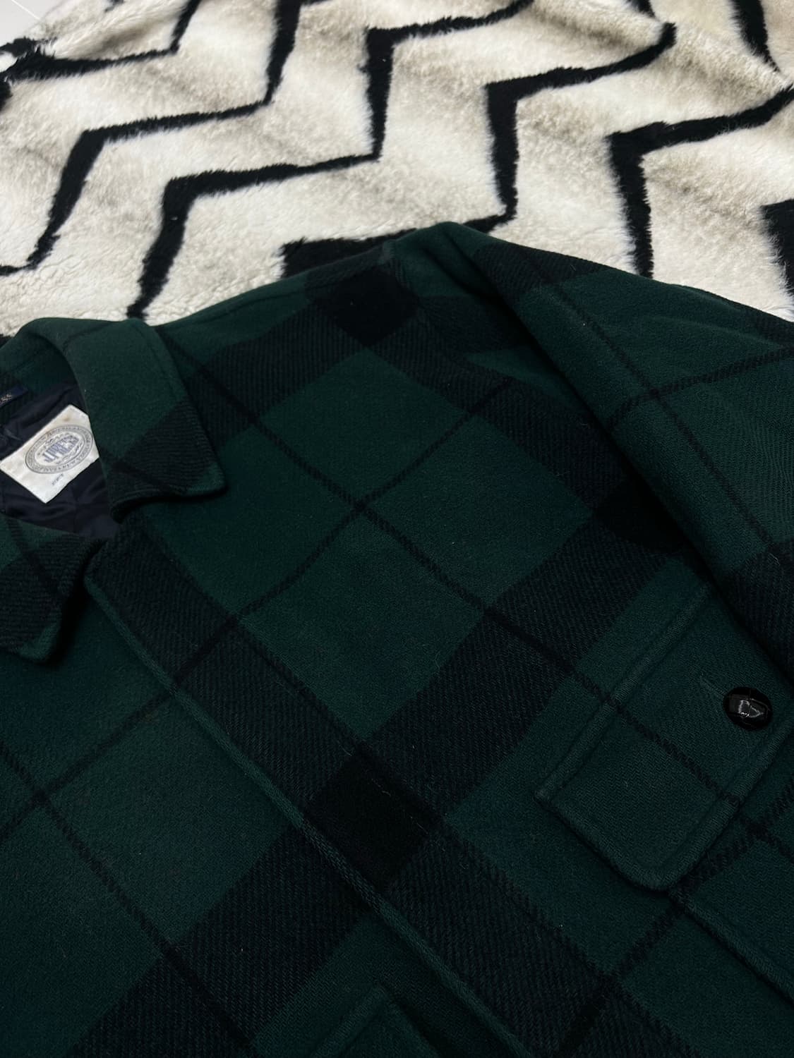 [실측2XL]제이프레스90s 버팔로 체크 울 봄버 자켓/그린 상품이미지1