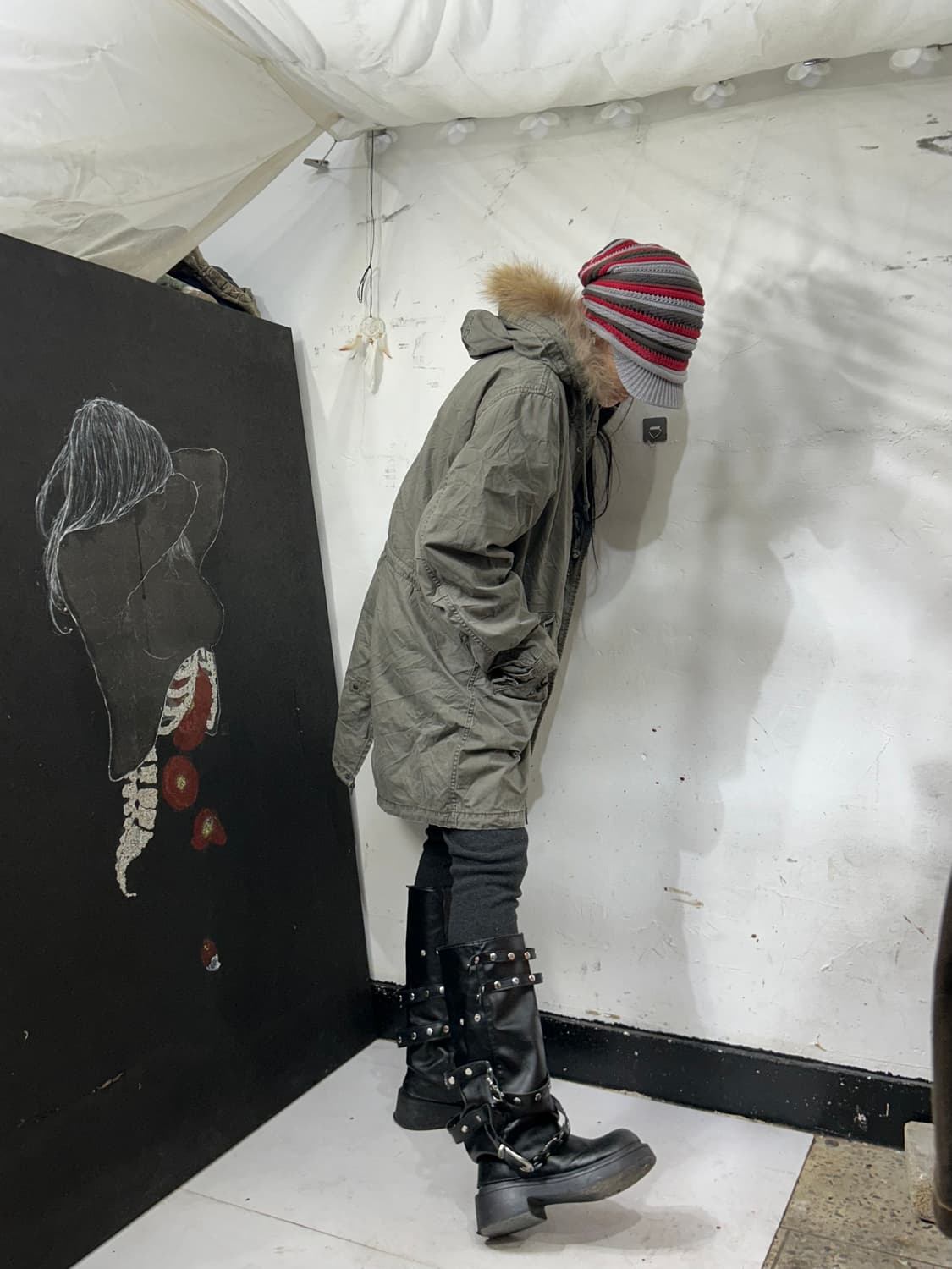 일본빈티지 울프죠 퍼 후드 야상 개파카 y2k L 상품이미지5