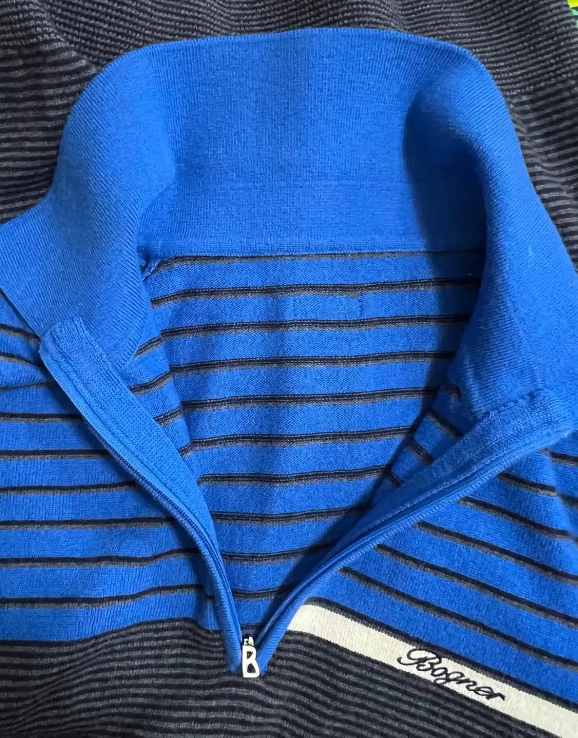 보그너 남성 스트라이프 반집업울니트 상품이미지4