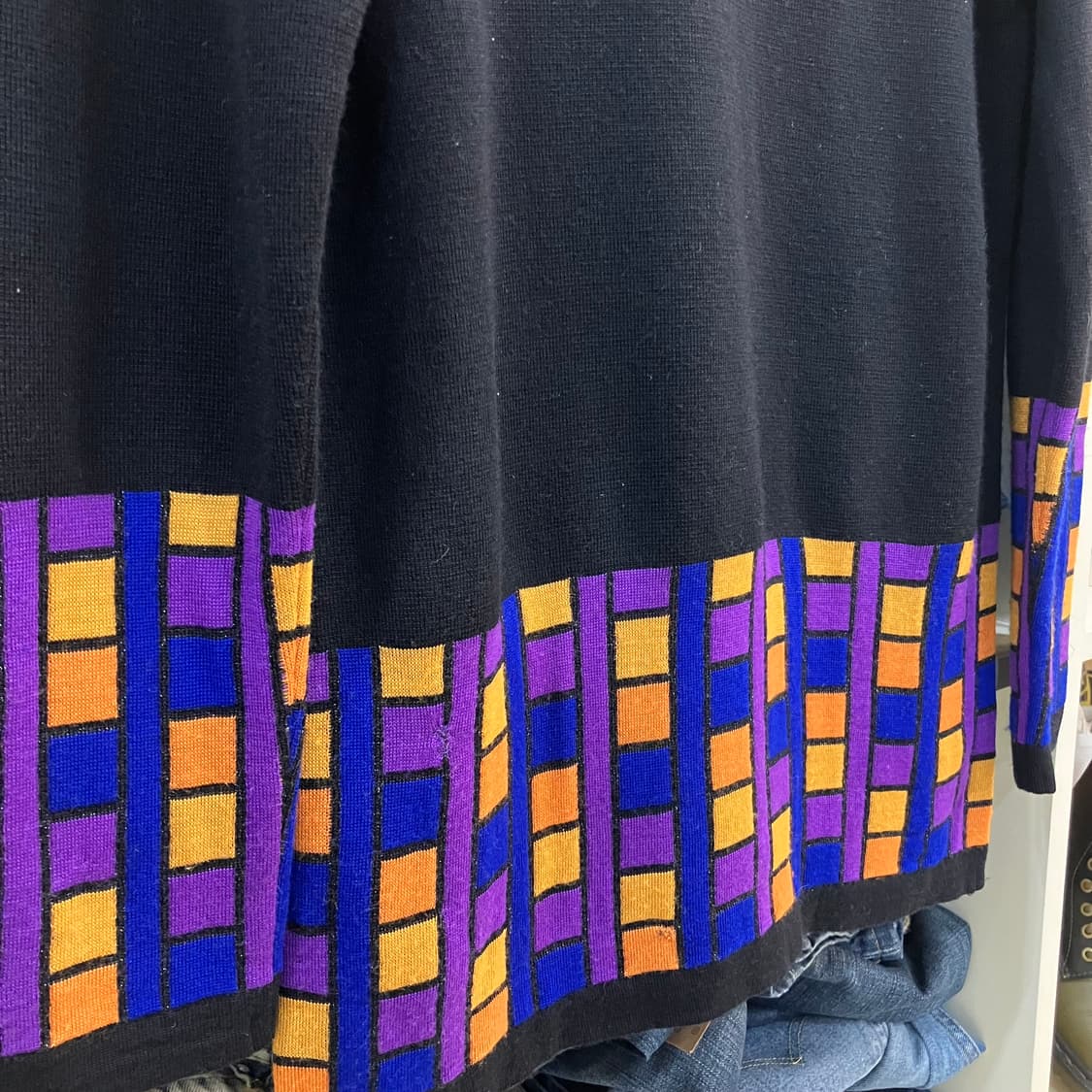 YSL 입생로랑 컬러 블록 체크 울 니트 스웨터 M 상품이미지4