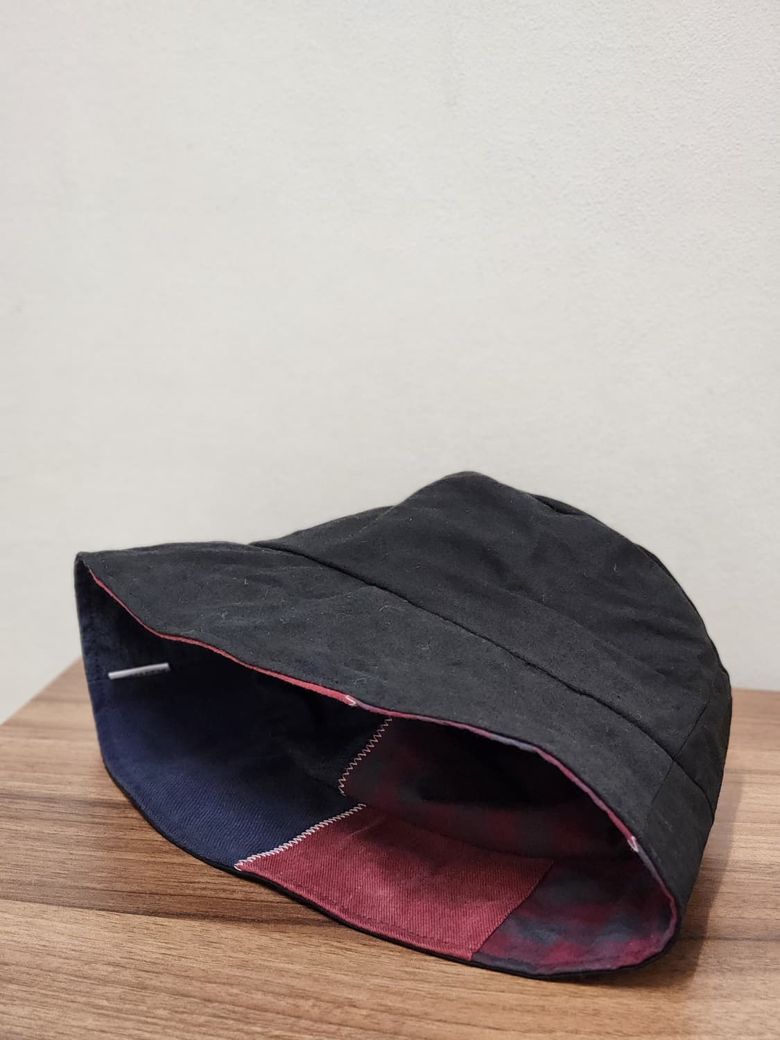 (no.6) 리버시블 패치워크 버킷햇 Navy&Burgundy Mix 상품이미지3